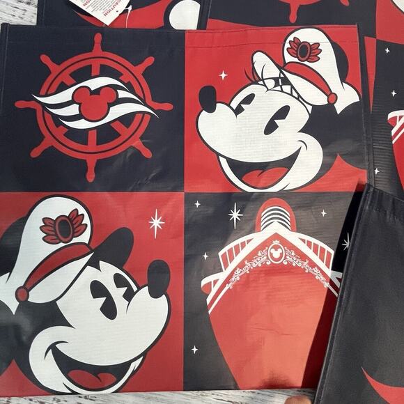 Set of 4 Disney Cruise Line Large Reusable Shopping Tote Bags 18"x17" (#1 Mickey - Picture 3 of 7